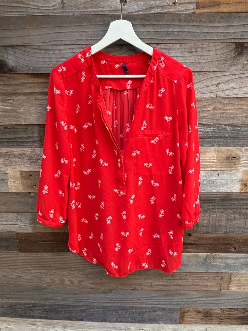 Orange  bicycle  Printed V-Neck Women's Blouse